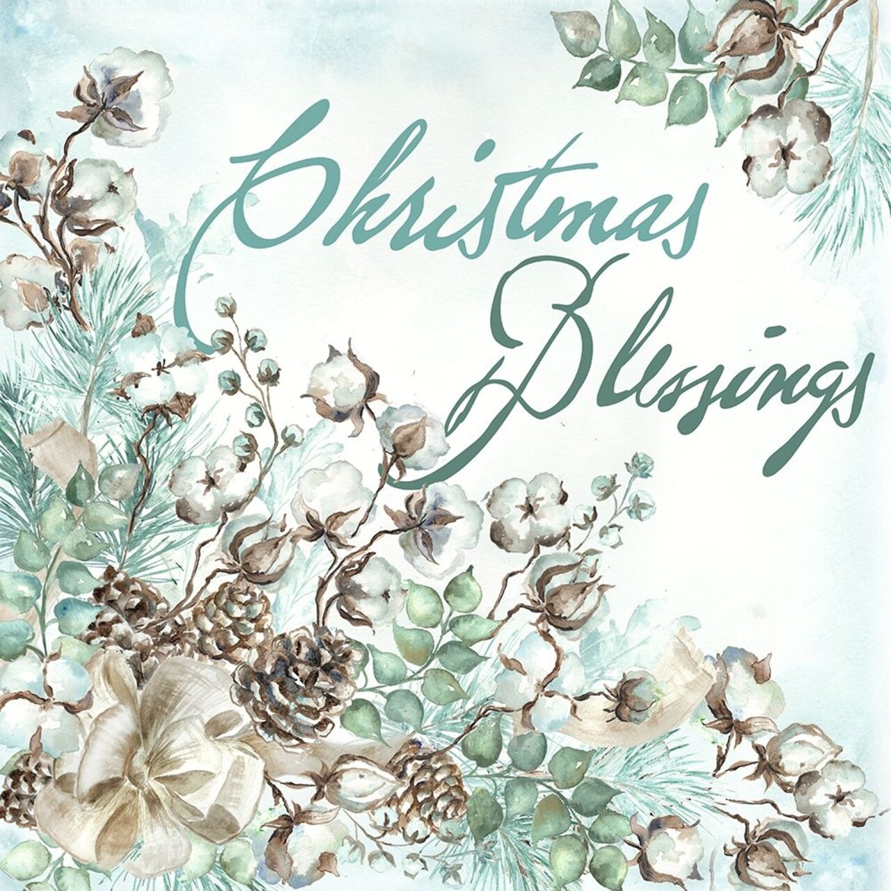 Christmas Blessings Cotton Boll Square Poster Print by Tre Sorelle Studios - Item # VARPDXRB11433TS